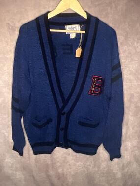 VINTAGE 1980s Bugle Boy Women's Cardigan Sweater Embellished Size L